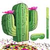 Cactus Piata for Cinco de Mayo, Mexican Party Decorations, and Fiesta  Fun Hanging Piata with Blindfold, Stick & Confetti, Perfect for Birthday & Fiesta Celebrations (16"x12"x3")