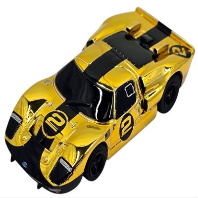 AFX Ford GT40 MKII #2 Gold Chrome / Black Edition Mega G+ Chassis HO Slot Car Exclusive