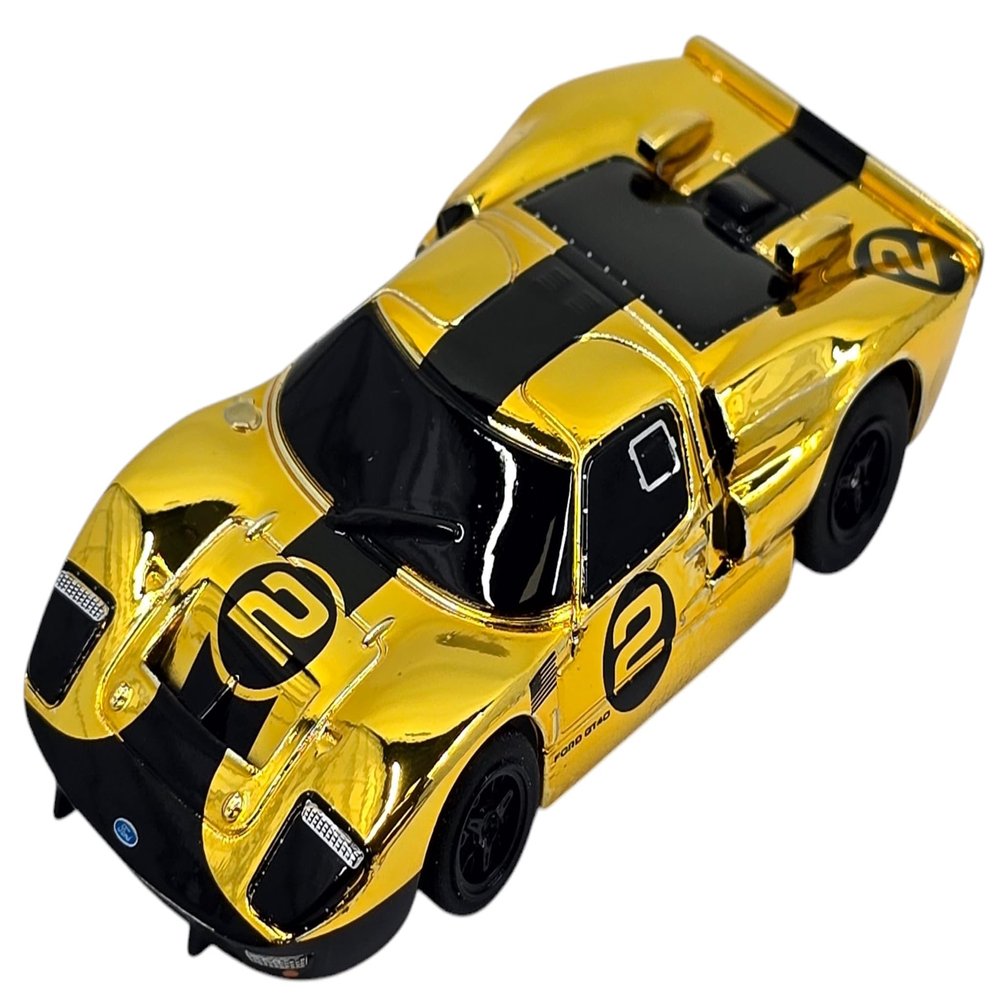 AFX Ford GT40 MKII #2 Gold Chrome / Black Edition Mega G+ Chassis HO Slot Car Exclusive