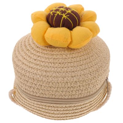 Homoyoyo Fashionable Boys and Girls Straw Purse Woven Straw Bag for Toddler Girls Crossbody Purse for Toddler Girls, Beige, 14X14X6CM