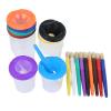 10 Pieces Spill Proof Paint Cups Kids Painting Set with Paintbrushes for Toddlers Kids Preschool Art Supplies view 2