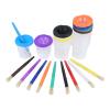 10 Pieces Spill Proof Paint Cups Kids Painting Set with Paintbrushes for Toddlers Kids Preschool Art Supplies view 3