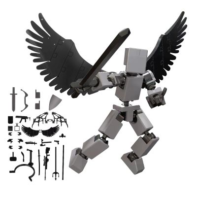 CCHZYSKO Mini Hip Hop T 13 Action with Wings Rich Accessory Package Model Full Body Mobile Robot Desktop Decoration Light Gray