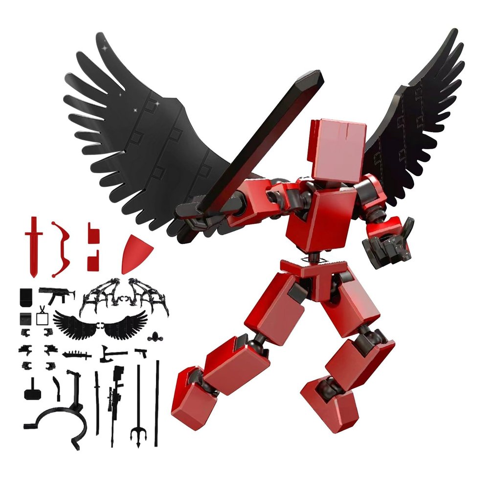 CCHZYSKO Mini Hip Hop T 13 Action with Wings Rich Accessory Package Model Full Body Mobile Robot Desktop Decoration Red