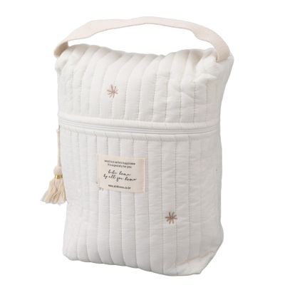 TYTOGE Cute Quilting Embroidered Pattern Diapers Bag Cotton Baby Stroller Zipper Bag for Bottle Wipes Pacifier (Stars)