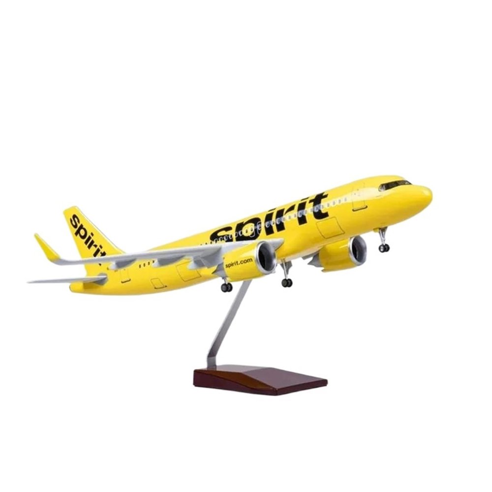 Diecast Aircraft Model for A320 NEO Spirit Airlines Aircraft Model 47CM Scale Model Airplanes W Light and Wheel Landing Gear Collecitble 1 80 for Aviation Enthusiasts(No loght)