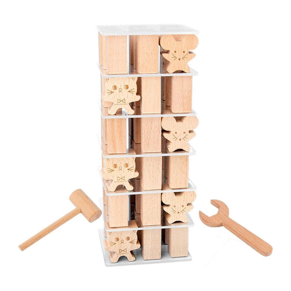 pistro Tower Wood Block Toppling Game Motor Skills Early Learning Balancing Blocks Building Set for Kids Family Party Festival