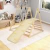 GLACER Indoor Jungle Gym, Large 5-in-1 Wooden Playground Climbing Toys w/Sided Slide, Baby Swing& Ladder, Foldable Montessori Philosophy Waldorf Play Gym for Toddlers view 3