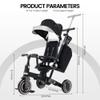 Aneco 9-in-1 Multi-functional Baby Tricycle for Toddlers 10 Months-3 Years with Removable Canopy Rotatable Seat Safety Harness Wheel Brake Adjustable Push Handle Storage Bag Cup Holder, Black and Gray view 2