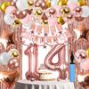 14th Birthday Decorations For Girls, 14 Year Olds Happy Birthday Banners Party Decor Balloon Foil Fringe Curtains Heart Star Confetti Balloons, 14th Rose Gold Party Supplies for Girls Women Her view 1