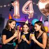 14th Birthday Decorations For Girls, 14 Year Olds Happy Birthday Banners Party Decor Balloon Foil Fringe Curtains Heart Star Confetti Balloons, 14th Rose Gold Party Supplies for Girls Women Her view 3
