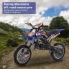 YOXIER 49cc 2-Stroke Kids Dirt Bike,Dirt Bike for Kids 8-14, Off Road Mini Bike, Off-Road Motorcycle Gas Pocket Pit Trail Bike Pocket Motorbike with Front Rear Disc Brakes Racing Max Speed 40KM/H Blu view 2