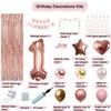 1st Birthday Decorations For Baby Girls, 1 Year Old Happy Birthday Banners Party Decor Balloon Foil Fringe Curtains Heart Star Confetti Balloons, 1st Rose Gold Party Supplies for Girls Women Her view 2