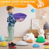 13Pcs Kids Stepping Stones, Stackable Anti-Slip Rubber Edging Design, Developmental Balance Play Set, for Indoor/Outdoor Use, Promotes Physical Growth & Coordination, Play Fun for Toddler Macaroon view 4