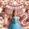 12th Birthday Decorations For Girls, 12 Year Olds Happy Birthday Banners Party Decor Balloon Foil Fringe Curtains Heart Star Confetti Balloons, 12th Rose Gold Party Supplies for Girls Women Her view 3