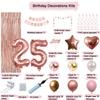 25th Birthday Decorations For Womener, 25 Year Olds Happy Birthday Banners Party Decor Balloon Foil Fringe Curtains Heart Star Confetti Balloons, 25th Rose Gold Party Supplies for Girls Women Her view 2