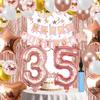 35th Birthday Decorations For Women, 35Year Olds Happy Birthday Banners Party Decor Balloon Foil Fringe Curtains Heart Star Confetti Balloons, 35th Rose Gold Party Supplies for Girls Women Her view 1