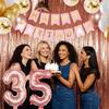35th Birthday Decorations For Women, 35Year Olds Happy Birthday Banners Party Decor Balloon Foil Fringe Curtains Heart Star Confetti Balloons, 35th Rose Gold Party Supplies for Girls Women Her view 4