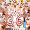 36th Birthday Decorations For Women, 36 Year Olds Happy Birthday Banners Party Decor Balloon Foil Fringe Curtains Heart Star Confetti Balloons, 36th Rose Gold Party Supplies for Girls Women Her view 1