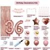 36th Birthday Decorations For Women, 36 Year Olds Happy Birthday Banners Party Decor Balloon Foil Fringe Curtains Heart Star Confetti Balloons, 36th Rose Gold Party Supplies for Girls Women Her view 2
