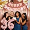 36th Birthday Decorations For Women, 36 Year Olds Happy Birthday Banners Party Decor Balloon Foil Fringe Curtains Heart Star Confetti Balloons, 36th Rose Gold Party Supplies for Girls Women Her view 3