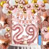 29th Birthday Decorations For Women, 29 Year Olds Happy Birthday Banners Party Decor Balloon Foil Fringe Curtains Heart Star Confetti Balloons, 29th Rose Gold Party Supplies for Girls Women Her view 1