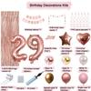 29th Birthday Decorations For Women, 29 Year Olds Happy Birthday Banners Party Decor Balloon Foil Fringe Curtains Heart Star Confetti Balloons, 29th Rose Gold Party Supplies for Girls Women Her view 2