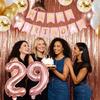 29th Birthday Decorations For Women, 29 Year Olds Happy Birthday Banners Party Decor Balloon Foil Fringe Curtains Heart Star Confetti Balloons, 29th Rose Gold Party Supplies for Girls Women Her view 3