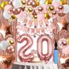 20th Birthday Decorations For Girls, 20 Year Olds Happy Birthday Banners Party Decor Balloon Foil Fringe Curtains Heart Star Confetti Balloons, 20th Rose Gold Party Supplies for Girls Women Her view 1