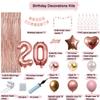 20th Birthday Decorations For Girls, 20 Year Olds Happy Birthday Banners Party Decor Balloon Foil Fringe Curtains Heart Star Confetti Balloons, 20th Rose Gold Party Supplies for Girls Women Her view 2