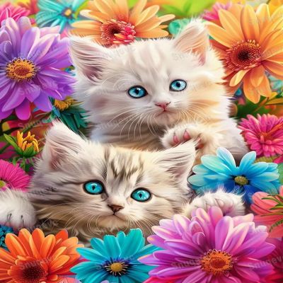 1000 Piece Adult Jigsaw Puzzle - Colorful Flower Cat Wooden Rounded Corner Multi-Color Jigsaw Puzzle, Zero Dust Easy Storage, DIY Unique Decorative Giftss for Beginners