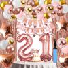 21st Birthday Decorations For Girls, 21 Year Olds Happy Birthday Banners Party Decor Balloon Foil Fringe Curtains Heart Star Confetti Balloons, 21st Rose Gold Party Supplies for Girls Women Her view 1