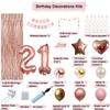 21st Birthday Decorations For Girls, 21 Year Olds Happy Birthday Banners Party Decor Balloon Foil Fringe Curtains Heart Star Confetti Balloons, 21st Rose Gold Party Supplies for Girls Women Her view 2