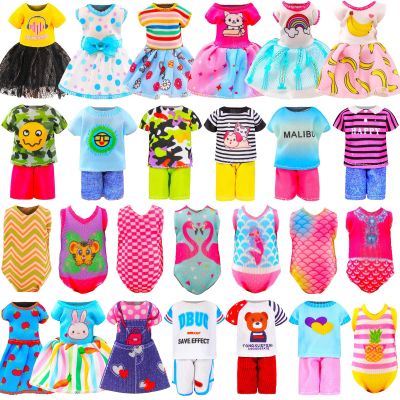 15 Set 5.3 Inch Doll Clothes 5 Outfit Tops and Pants 5 Dresses 5 Swimsuits for 4-6 Inch Girl Doll Clothes Dress