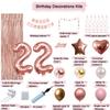 22nd Birthday Decorations For Women, 22 Year Olds Happy Birthday Banners Party Decor Balloon Foil Fringe Curtains Heart Star Confetti Balloons, 22nd Rose Gold Party Supplies for Girls Women Her view 2