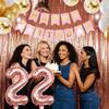 22nd Birthday Decorations For Women, 22 Year Olds Happy Birthday Banners Party Decor Balloon Foil Fringe Curtains Heart Star Confetti Balloons, 22nd Rose Gold Party Supplies for Girls Women Her view 3