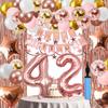 42nd Birthday Decorations For Women, 42 Year Olds Happy Birthday Banners Party Decor Balloon Foil Fringe Curtains Heart Star Confetti Balloons, 42nd Rose Gold Party Supplies for Girls Women Her view 1