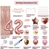 42nd Birthday Decorations For Women, 42 Year Olds Happy Birthday Banners Party Decor Balloon Foil Fringe Curtains Heart Star Confetti Balloons, 42nd Rose Gold Party Supplies for Girls Women Her view 2