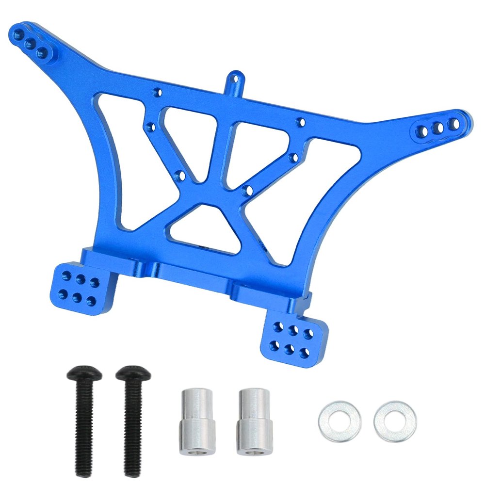 Aluminum Alloy Rear Shock Tower Upgrade Part Compatible with Traxxas Slash 2wd Rustler Bandit Stampede, Replace 3638 (Blue)
