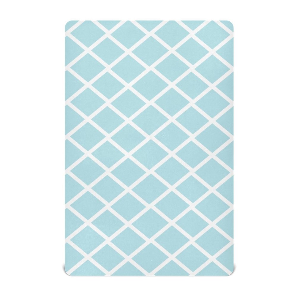 Crib Sheet Breathable Soft Crib Mattress Sheet for Baby Toddler Boys Girls Fitted Crib Sheet Fit Standard Crib Mattress 52 x 28 Inch Blue Grid Lines