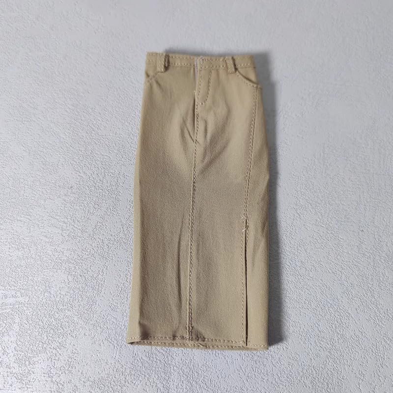 1/6 Scale Female Clothes Long Sleeve Tight Top with Crotch Shoulderless Top Wrap Skirt with Belt Action Figure Accessory Costume Outfit for 12-inches Action Figure Body (Light Coffee Denim Wrap Skirt)