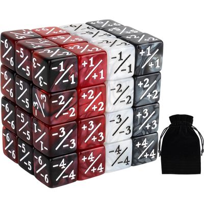 48 Pieces Magic Counter Dice Plus 1 MTG Counters Dice Set Marble Life Buff Tokens D6 Dice Compatible with Magic The Gathering, TCG, Card Gaming Accessories, Red