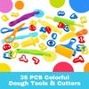 Dough Tools 35pcs Dough Tools Play for Kids Clay Accessories with Rolling Pins,Letter Cutters,Roller,Safety Scissors,Plastic Knife view 2