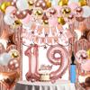 19th Birthday Decorations For Girls, 19 Year Olds Happy Birthday Banners Party Decor Balloon Foil Fringe Curtains Heart Star Confetti Balloons, 19th Rose Gold Party Supplies for Girls Women Her view 1