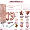 19th Birthday Decorations For Girls, 19 Year Olds Happy Birthday Banners Party Decor Balloon Foil Fringe Curtains Heart Star Confetti Balloons, 19th Rose Gold Party Supplies for Girls Women Her view 2