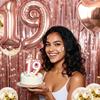 19th Birthday Decorations For Girls, 19 Year Olds Happy Birthday Banners Party Decor Balloon Foil Fringe Curtains Heart Star Confetti Balloons, 19th Rose Gold Party Supplies for Girls Women Her view 3