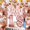 18th Birthday Decorations For Girls, 18 Year Olds Happy Birthday Banners Party Decor Balloon Foil Fringe Curtains Heart Star Confetti Balloons, 18th Rose Gold Party Supplies for Girls Women Her view 1