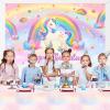 Mocsicka Unicorn Birthday Banner Backdrop Pastel Rainbow Unicorn Backdrop for Girls Birthday Decorations Party Supplies 70.8 x 43.3 Inch view 3