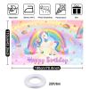 Mocsicka Unicorn Birthday Banner Backdrop Pastel Rainbow Unicorn Backdrop for Girls Birthday Decorations Party Supplies 70.8 x 43.3 Inch view 4