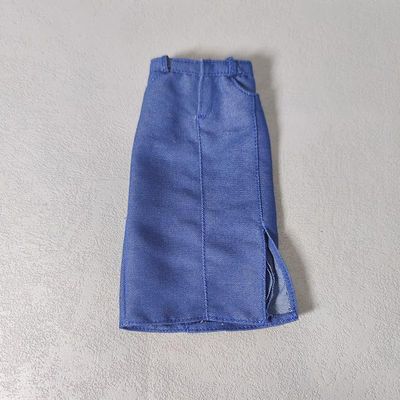 1/6 Scale Female Clothes Long Sleeve Tight Top with Crotch Shoulderless Top Wrap Skirt with Belt Action Figure Accessory Costume Outfit for 12-inches Action Figure Body (Blue Denim Wrap Skirt)